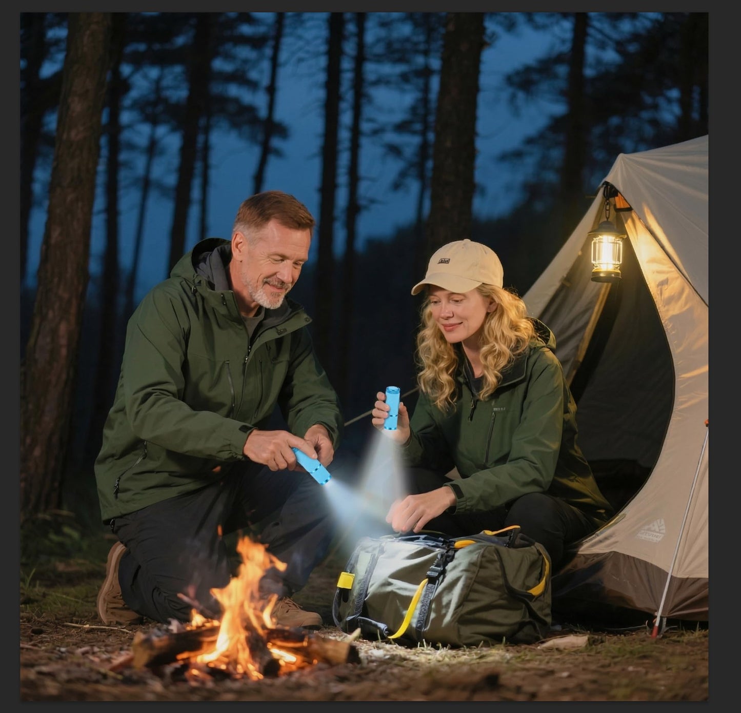 DAFURIET 4 Pack Mini Flashlights, 9 LED Glow-in-the-Dark Aluminum Lights with Straps – Perfect for Camping, Hiking, and Emergency