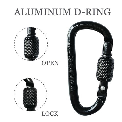 YUCHIYA 8 Pack D-Shape Carabiner Clasp with Screw Gate, 2.2 Inch Mini Keychain Clip Key Chain Buckle, Aluminum Alloy Keyrings Hook for Outdoor Hiking not for Climbing (D with Screw, Multicolor)