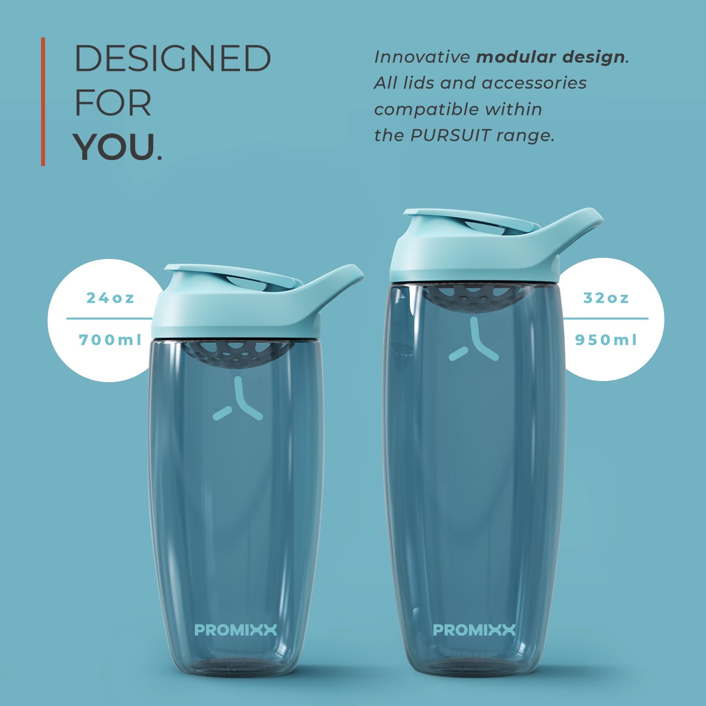Promixx Pursuit Protein Shaker Bottle, 32 oz Beverage Shaker Cup, Silent No-Ball Mixer, Leak-Proof Lid, BPA/BPS & Phthalate-Free ECOZEN, Easy-Clean for Protein Shakes, Pre & Post-Workout Smoothies