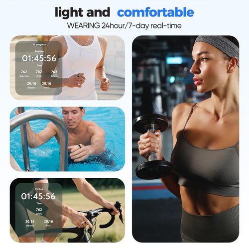 Smart Ring for Women & Men Fitness Tracker with Heart Rate, Blood Pressure,Blood Oxygen,Step Counting, Sleep Monitoring,IP68 Waterproof for iPhone and Android, No Subscription Fee (Rose Gold, 9)
