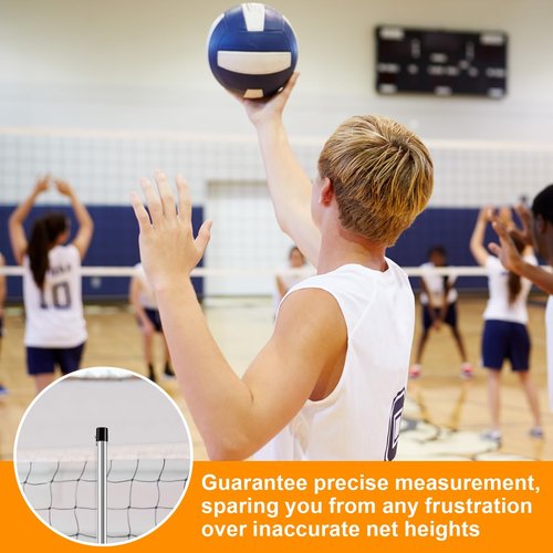 Motionchic Volleyball Net Measure Pole 4 Pre-Set Precise Height Retractable Volleyball Official Referee Equipment for Men's, Women's, Coed and Junior Outdoor Training