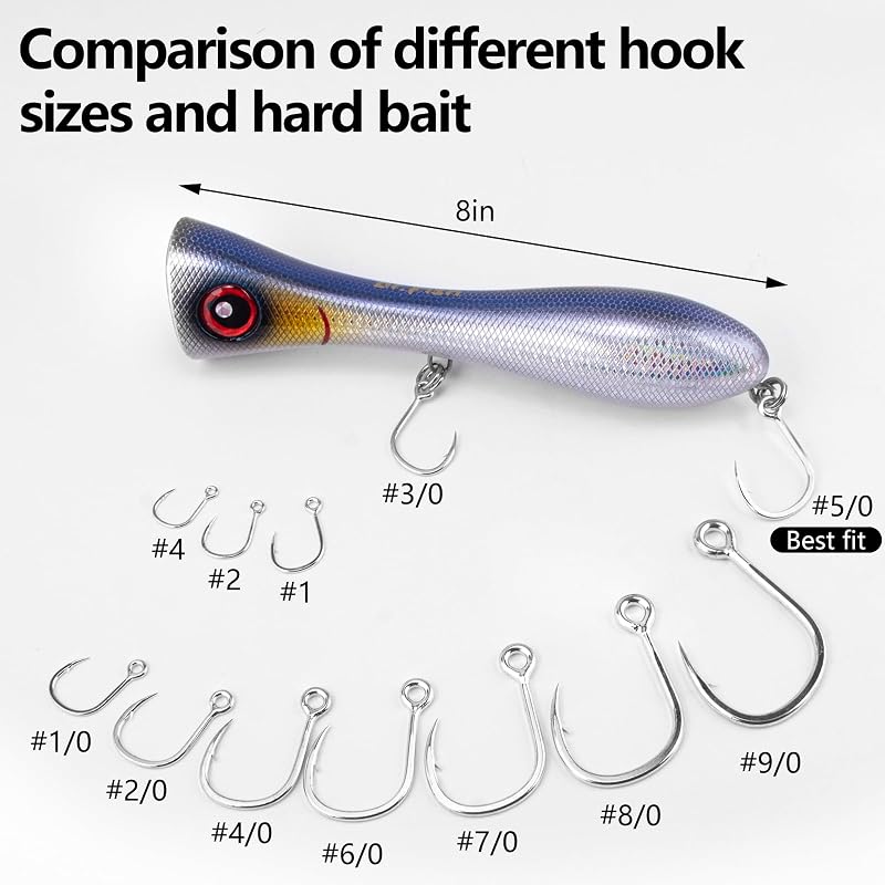Dr.Fish 10 Pack Inline Single Hooks - Heavy Duty Welded Eyes for Hard Lures #4 (0.8")