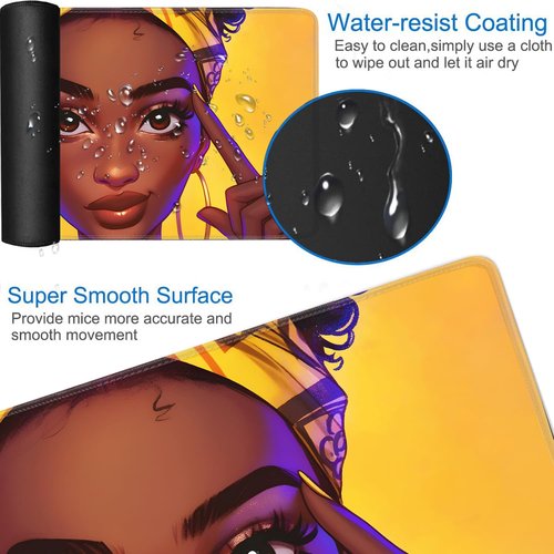 for MTG Game Playmat - 24 x 14 inches with Dices and Storage Bags, Non-Slip Base for TCG and Board Game Card Mats, Trading Card Games Mat, Comics for African-American Girls Collectible Card Playmats