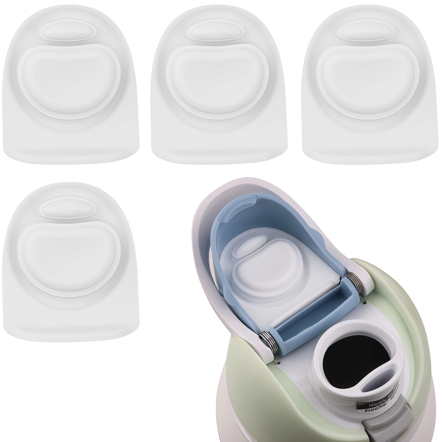Joshey 4 Pack Rubber Seal Replacement Stopper, Compatible with Owala Freesip 24 oz 32 oz Bottle Spout Lid-Silicone Gasket Replacement Parts (White)