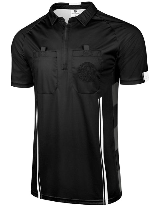 FitsT4 Sports Pro Soccer Referee Jersey Short Sleeve Youth Ref Shirts Black XX-Small
