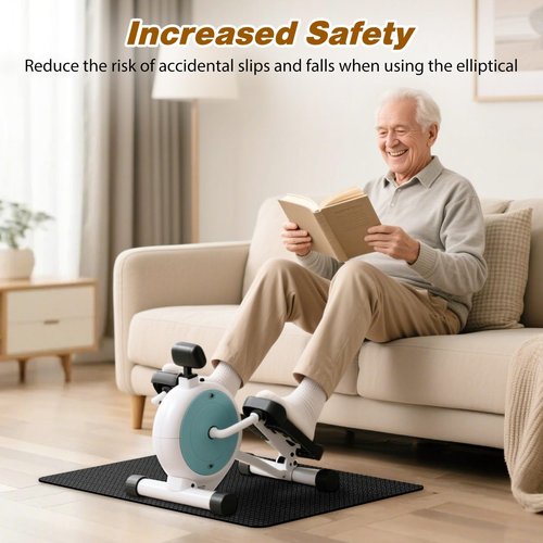 Roylvan Workout Mat for Elliptical Exercise Machine, 23.6" × 17" Non Slip Mat for Pedal Exerciser, Ellipse Leg Exerciser, Silicone Exercise Mats for Floor, Enhanced Stability and Safety