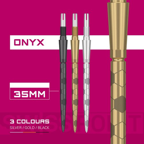TARGET Darts Swiss Point Storm Steel Dart Points, Onyx (3 Pack Set of Tips) 35MM ??Gold | Change Dart Points, Spare Tips, Professional Darts Accessories