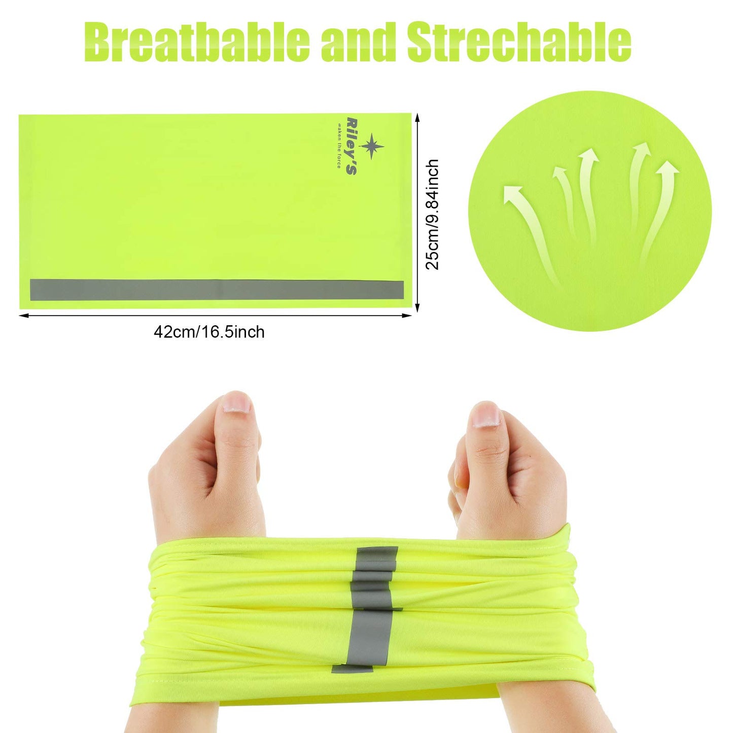 SATINIOR 8 Pcs Neck Gaiter Face Mask, Reflective Summer UV Protection Cooling Scarf Neon Breathable Bandana for Men Women(Fluorescent Yellow,Milk Silk)