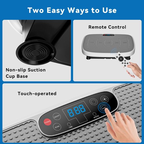 Vibration Plate Exercise Machine - Whole Body Vibration Platform for Home & Office, Fitness Machine with Resistance Bands, Low Noise Vibration Plates for Weight Loss & Lymphatic Circulation (White)