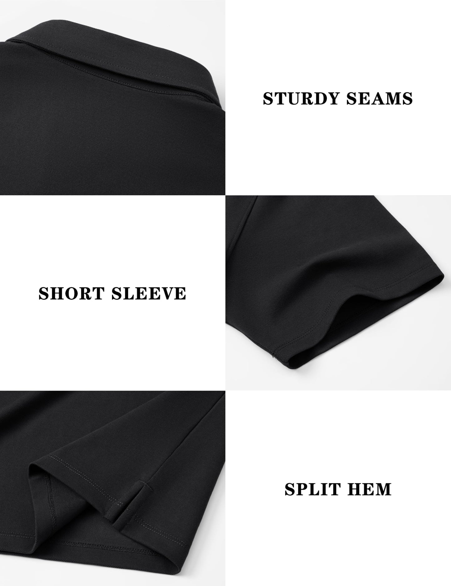 MAGNIVIT Cotton Polo Shirts for Men Short Sleeve Classic Fit Golf Shirt 3 Button Pique Collared T-Shirt Business Casual Black L