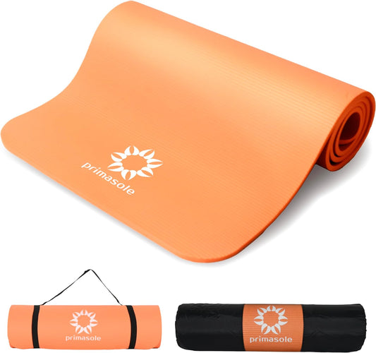 1/2-Inch Extra Thick NBR Yoga Mat with Enhanced Stability - Textured Design, Lightweight Mat with Carrying Strap & Case for Yoga, Pilates, Gym & Home Use (Multiple Colors)