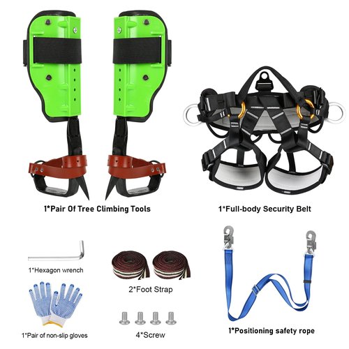 ZIAERKOR Tree Climbing Gear Non-Slip with Adjustable Climbing Belt, Tree Climbing Spikes for Tree Work Thickened Steel Professional Tools Arborist Climbing for Picking Fruit, Logging