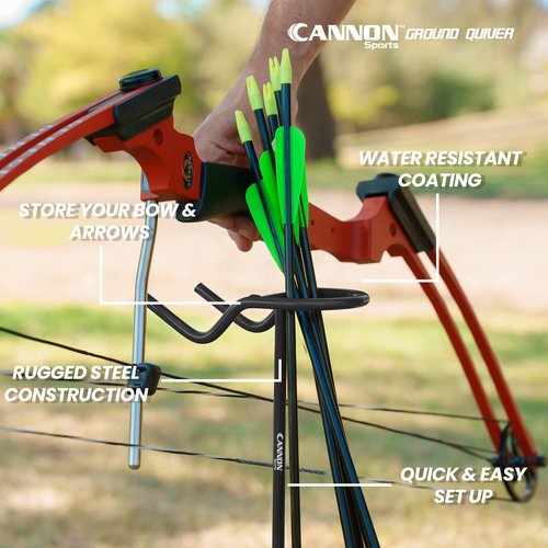 Cannon Sports Archery Ground Quiver Holds Bow and Arrows - 24 Inches High Steel Archery Bow and Arrow Holder– Easy to Install Lightweight Portable Design Arrow Stand