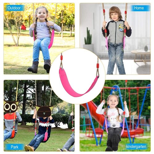 Thaibna Elastische Kinderschaukel Bunte EVA Soft Board U-förmige Schaukel Sitz Schaukel Kinder Garten Outdoor Schaukel (Pink)