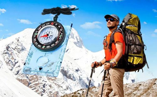 Compass Outdoor Navigation - Hiking Camping Backpack Compass,（Blue）