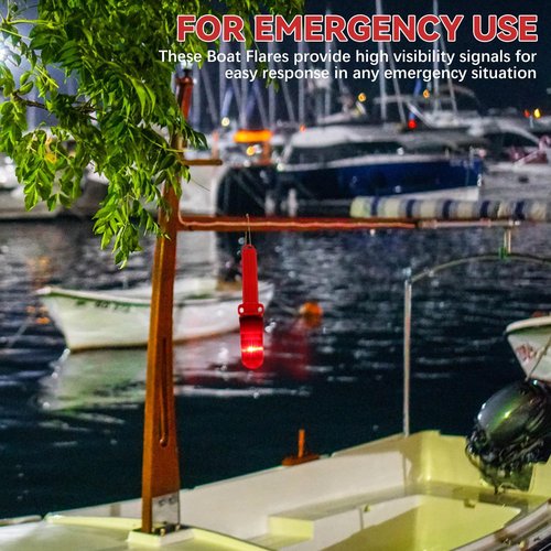 Denir Bonee Boat Flares – Boat Flares Coast Guard Approved Marine, LED BoatFlares, Waterproof Emergency Signaling for Fishing Boats, Life Rafts (Red, 2pcs)