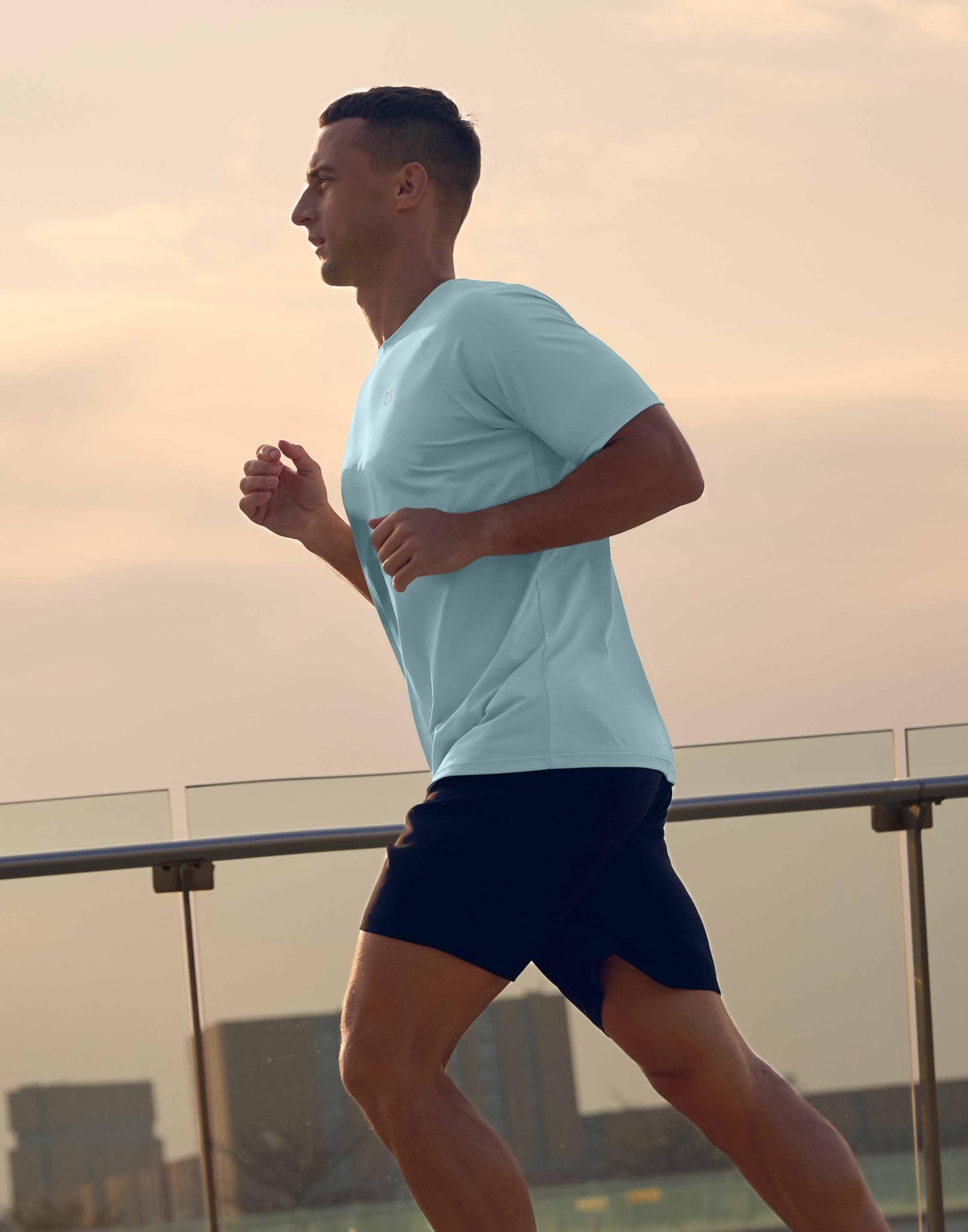 G Gradual Men's Athletic Workout T-Shirts Moisture Wicking Cooling Running Shirts Short Sleeve Performance Tee for Gym Tennis(Light Blue,M)