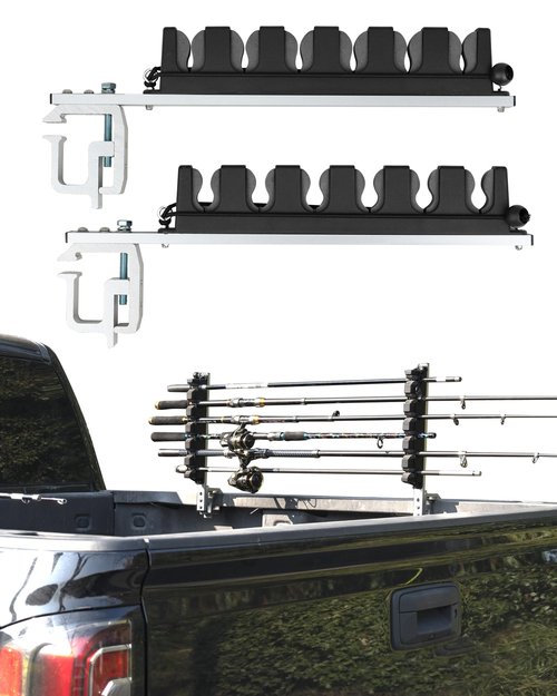 Spirrelab Truck Bed Fishing Rod Holders Holds 6 Fishing Rods Aluminum Fly Fishing Rod Holder for Truck Bed Pickup