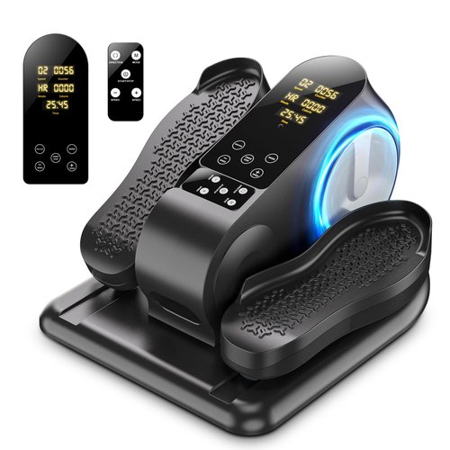 Under Desk Elliptical Machine with Touch LED Monitor,12-Speed Electric Large Pedal Exerciser for Seniors,Leg Exerciser with Forward & Reverse Direction, Manual & Auto Mode for Home Office