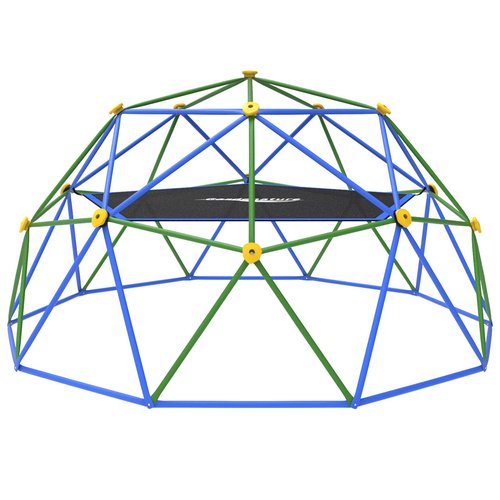 Gardenature 10FT Climbing Dome with Hammock, Outdoor Jungle Gym for Kids, Geometric Dome Climber Supporting 880 Lbs Anti-Rust Metal Outdoor Play Structure ASTM Approved Blue & Green