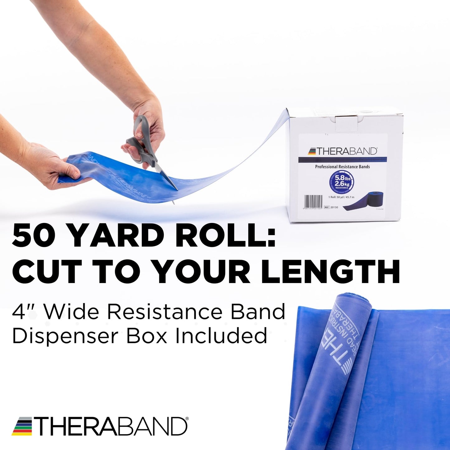 THERABAND Resistance Band, Blue, Extra Heavy, 50-Yard Roll, Latex-Free, Elastic Band for Exercise, Physical Therapy, Yoga, Pilates, Stretching, Home Workouts, Cut-to-Length, Color-Coded Levels