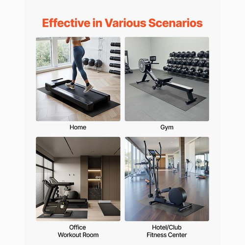Happybuy Treadmill Mat - 1/4" Thick, 36" x 72". Ideal for Carpeted Floors. Protects Against Exercise Equipment Like Treadmills, Ellipticals, and Rowing Machines. Made of High - Density PVC