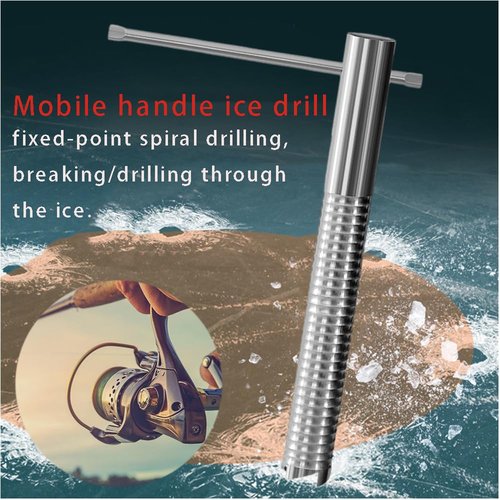 OULIGET Winter Fishing Ice Drill,Outdoor Camping Spiral Nail Ice Augers,Portable Outdoor Winter Camping ICY Drill Tool Stainless Steel for ICY Angling,1 Piece