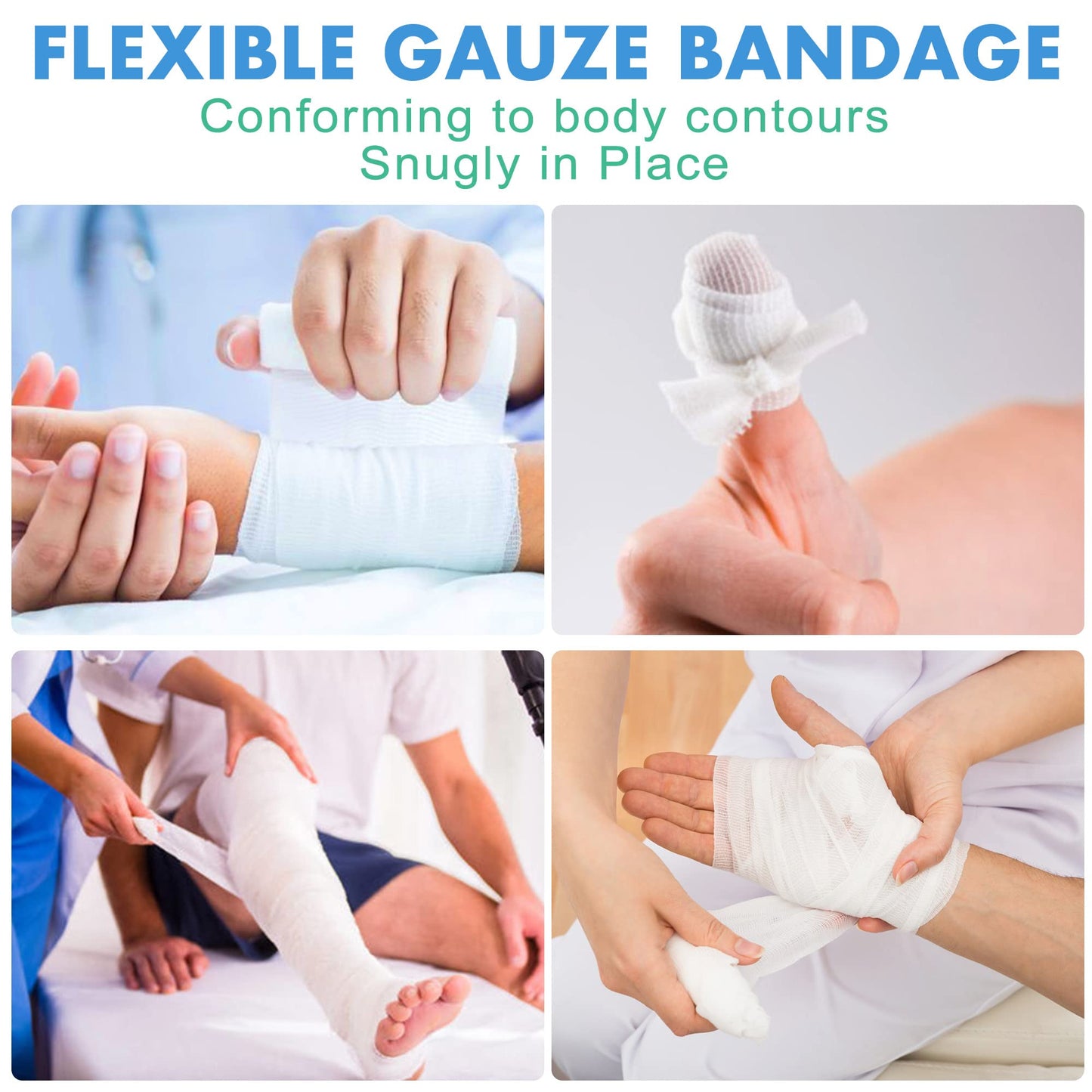 LotFancy Gauze Rolls, 24 Count, 4 Inch x 4.1 Yards, Rolled Gauze Wrap for Wounds, Conforming Stretch Bandage, Medical Supplies for First Aid