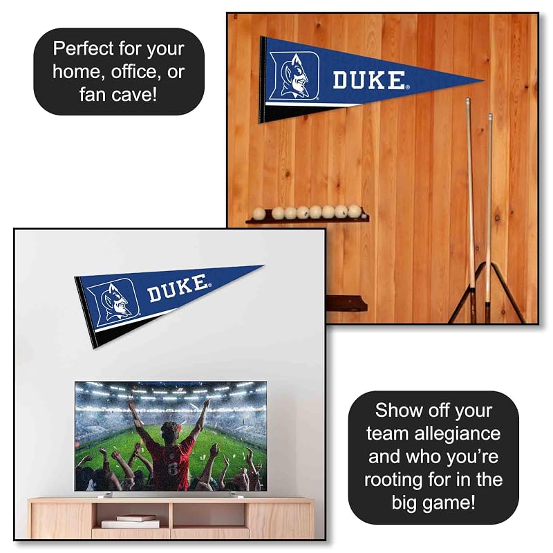 Duke Blue Devils Pennant Flag - 12 x 30 in Felt Banner, Officially Licensed