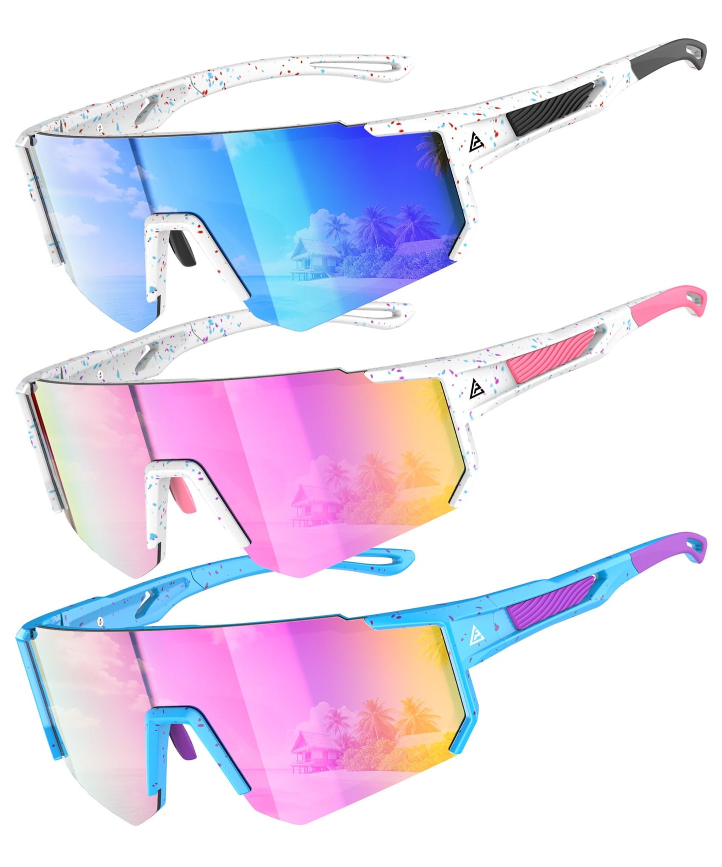QALLY Kids Sunglasses Youth Baseball Softball Sunglasses for Girls Boys Age 4-14 UV Protection Sports Kids 3 Pack