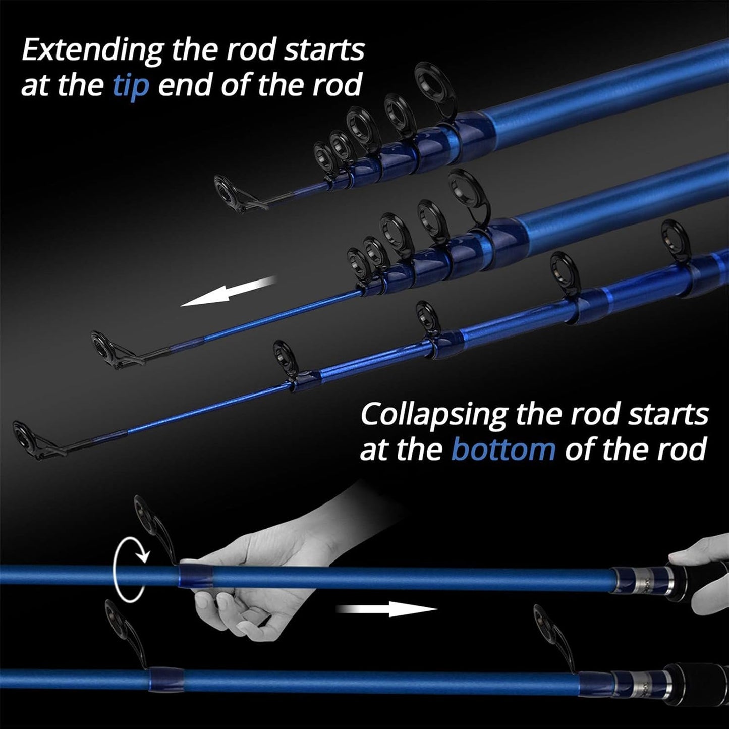 KastKing Compass Telescopic Fishing Rods and Combo, Sensitive Graphite Composite Blank, Easy to Travel, Packs to Just 17" in Length, Stainless Guides and Ceramic Rings, Combos w/ 4+1BB Spinning Reel