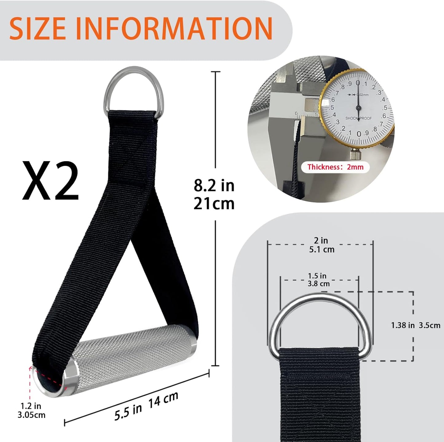 2Pack Upgraded Heavy Duty Exercise Handles for Cable Machine, Aluminum Alloy Gym Handles for Power Rack Attachments, Resistance Band with Cable Crossover System&Triceps Pushdown