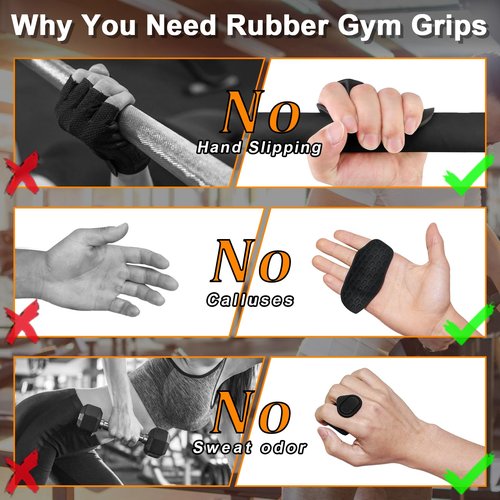 DecrPlus Rypt Grip for Weight Lifting Deadlift Rows-Rubber Anti-Slip Ergonomic Lifting Gloves for Men and Women Training Palm Protectors for Gym Intensive Training and Exercise ﻿ (Black)