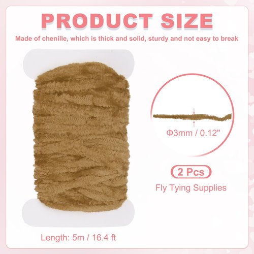 PATIKIL Chenille Fly Tying Total 10 M, 2 Pack Rayon Chenille Fly Tying Materials Line Fly Thread Supplies for Making Fishing Hook Jig Making Fly Patterns Fly Fishing, Olive