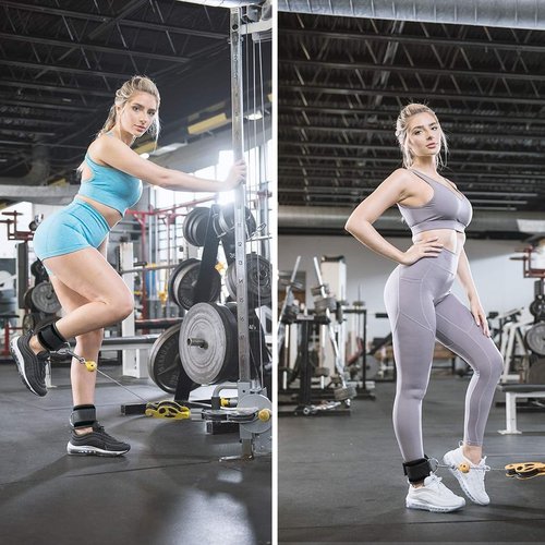 EastyGold Ankle Straps Ankle Resistance Bands Wrist Cuffs Padded Straps Adjustable Fitness Glute Kickback D-Ring for Cable Machine Gym Foot Leg Training Brace Support 1 Pair