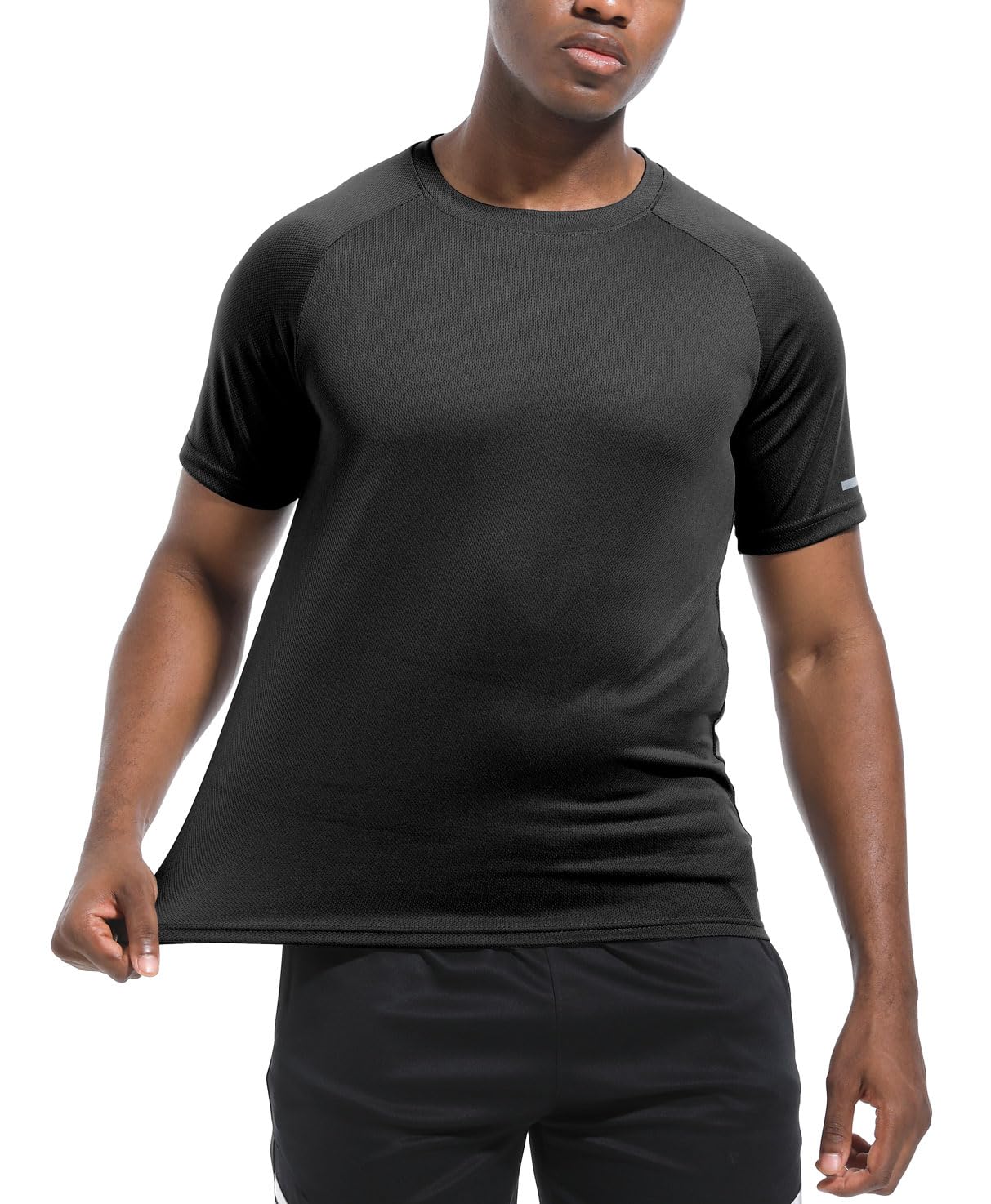 3 Packs Workout Shirts for Men - Activewear Tops Gym Shirts Dry Fit Mesh Moisture Wicking Running Fitness Short Sleeve Crewneck Sports Athletic T-Shirt Tops 3P05-Black-S