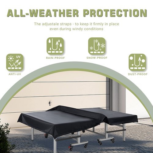 Golkcurx Ping Pong Table Cover,Table Tennis Cover Waterproof Sunproof Indoor & Outdoor Fits Universal 9x5 FT Tables (Black) (R01)