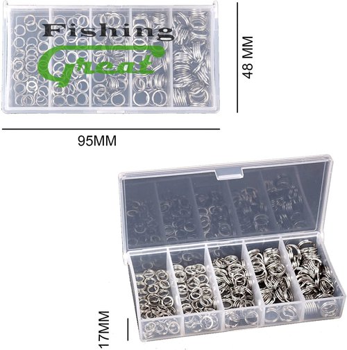 GREATFISHING 200PCS High Strength Heavy Stainless Steel Split Ring Lure Tackle Connector with Fishing Pliers 30lb to 120lb Test