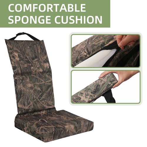 Tree Stand Seat Cushion Pad for Hunting, Adjustable Treestand Hunter Folding Seat Cushion Portable Tree Stand Seat Replacement with Back & Straps Fits Climber Deer Tree Stands, 6.5cm Thick