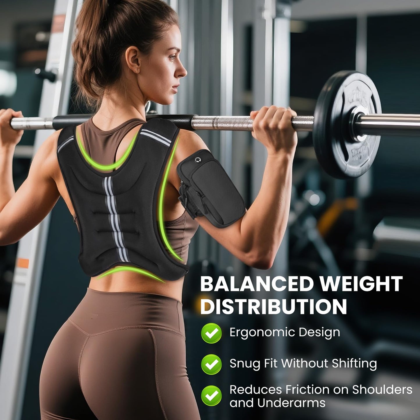 GEEBOBO Weighted Vest for Women Men, 8lb/12lb/16lb/20lb/25lb/30lb Weighted Vest Woman Adjustable Weights for Walking, Strength Training, Running, 8Lbs, Black