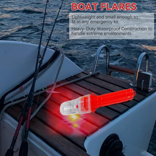 3Pcs Boat Flares,Smart Marine Signal Light,Boat Flares Marine Waterproof Emergency Signals for Fishing Nets, Buoys & Boats (Red)