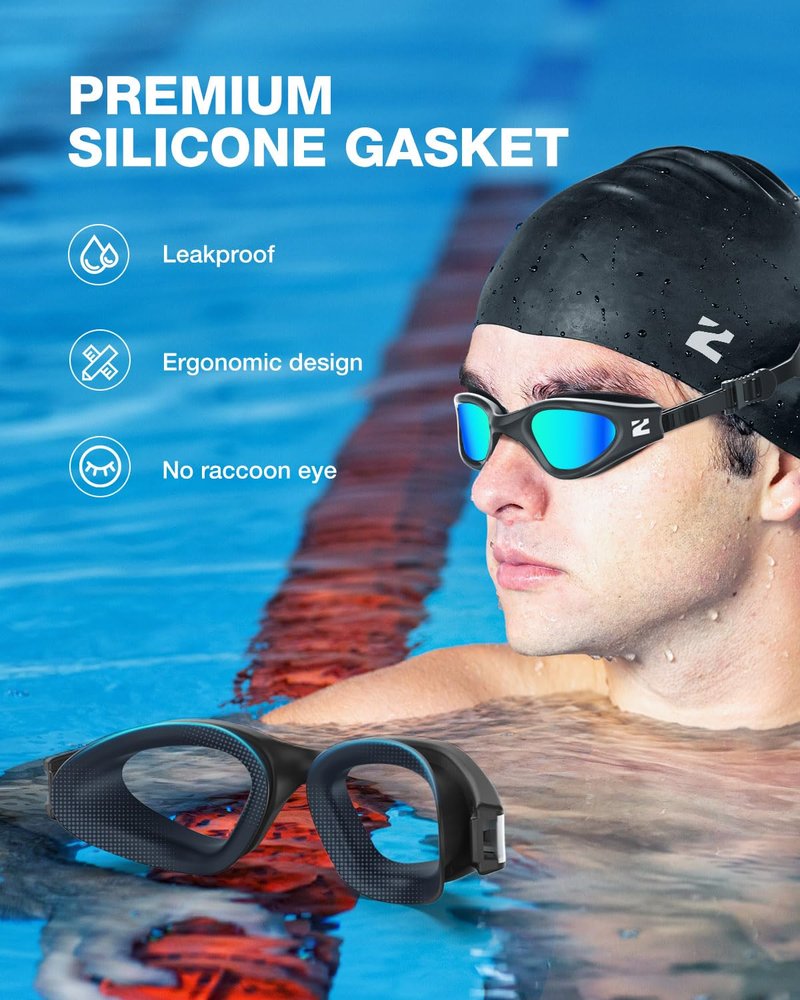 ZIONOR Swim Goggles Adult, G1 Air Anti-Fog UV Protection, Leakproof Comfortable Fit for Adult Men Women, Includes Swim Cap
