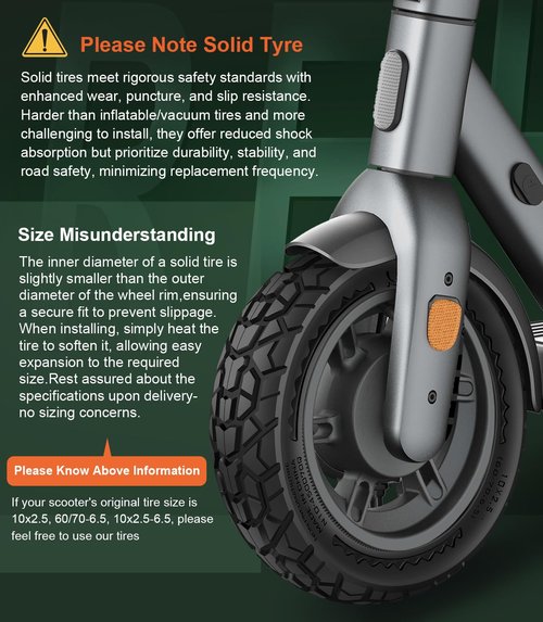 BANGTING 2PCS 60/70-6.5 Scooter Tire Tubeless, 10x2.5 inch Front or Rear Replacement Solid Tires, 10x2.5-6.5 Rubber Tire for Segway Max G2/G30/G30D/G30E/G30E/G30LP/G30D II/G30 Max (Black)