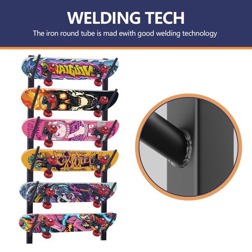 Tongyuyan Snowboard Rack-6-Tier Skateboard Wall Mount & Skateboard Rack –Snowboard Wall Mount – Space-Saving Multi-Functional Storage Solution-Black