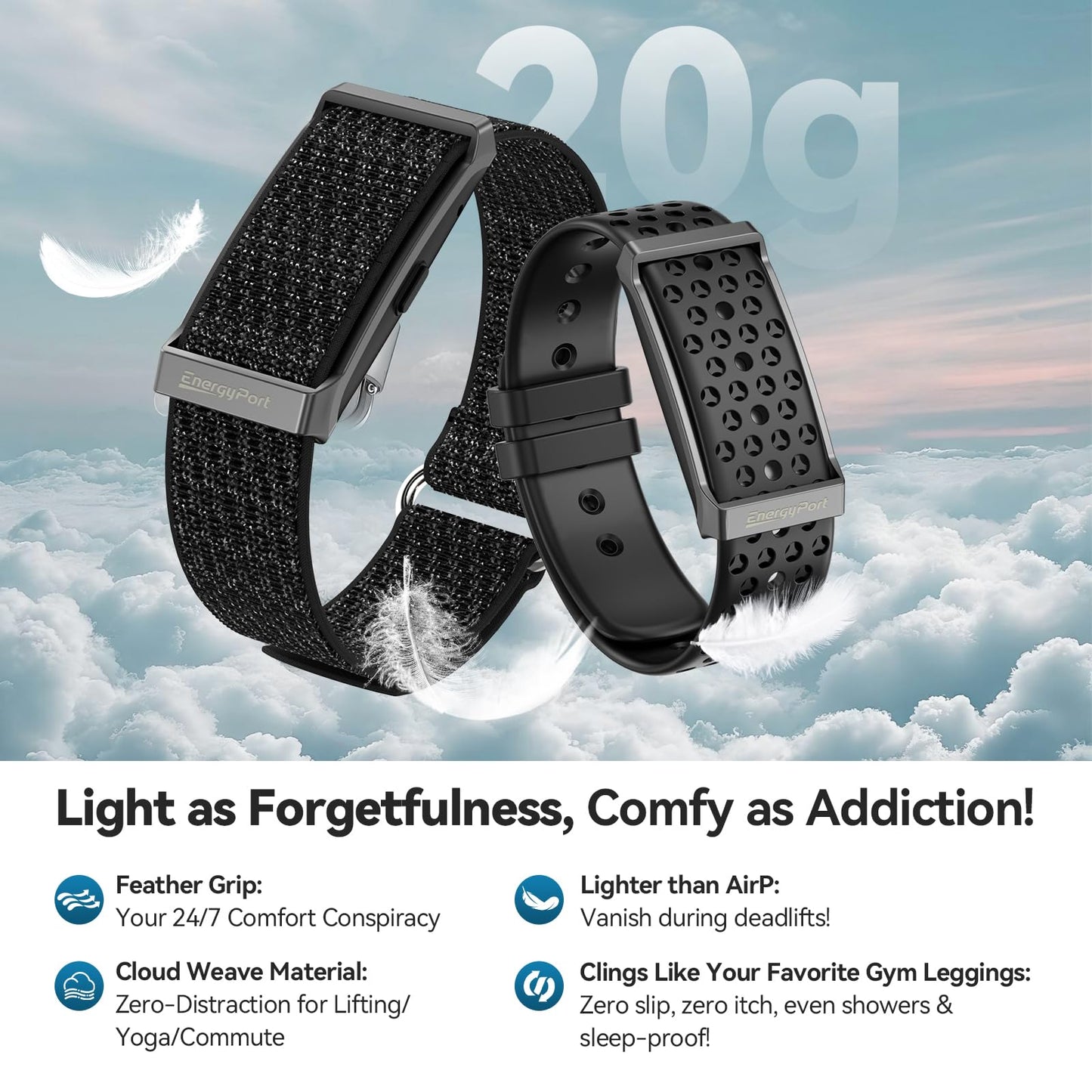 EnergyPort Fitness Tracker,Wearable Health Smart Bracelet Band with Blood Oxygen 170+ Sport Mode 60-Day Battery,Lifetime Membership,Activity Tracking Heart Rate Sleep Monitor for Android iOS,2 Bands