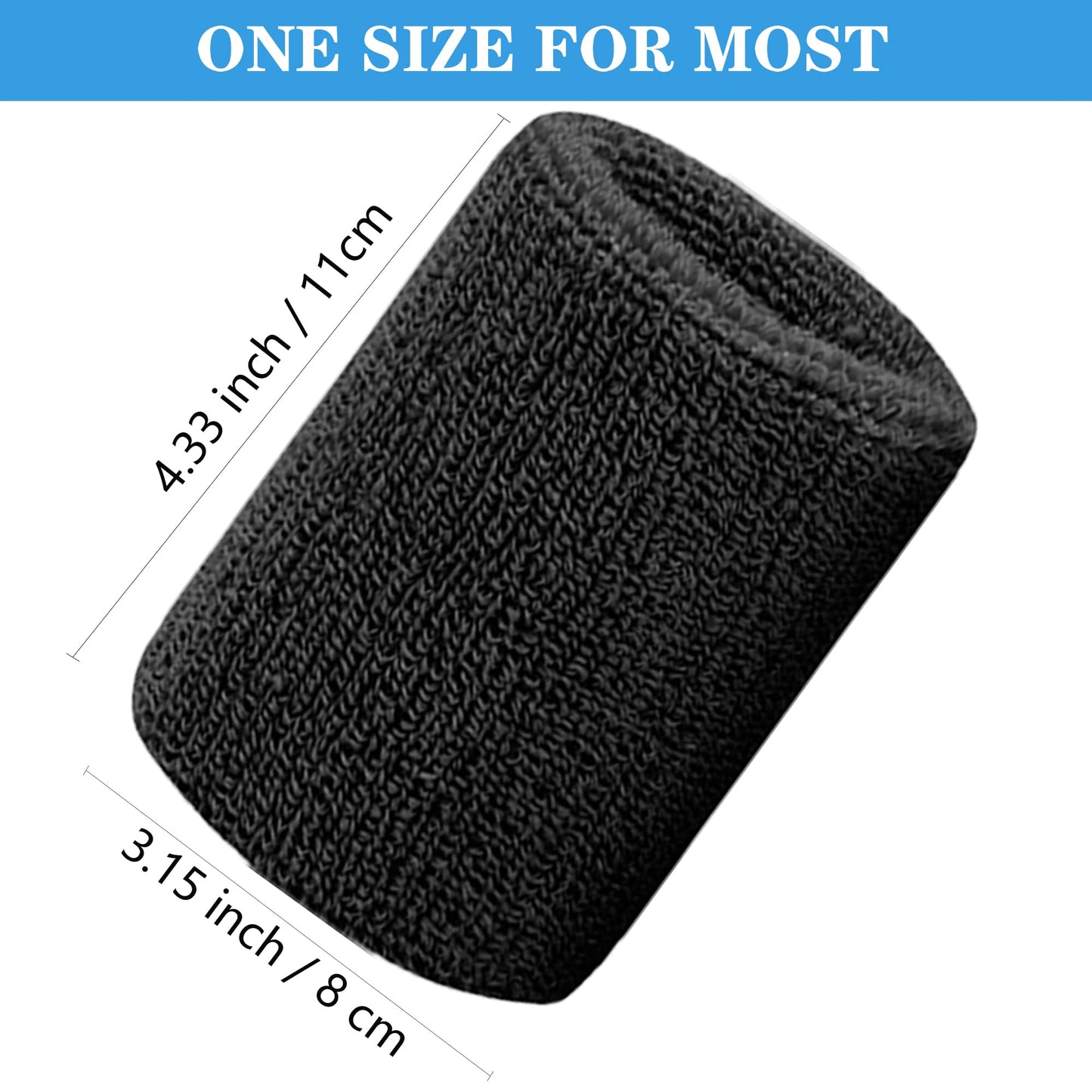 IMAGERIO 6 Pack 4 Inch Wrist Sweatbands Tennis Wrist Bands Absorbent Sweat Band for Men and Women, Breathable Cotton Sweatbands for Working Out, Basketball, Running Athletic Sports -Blue/Black/White