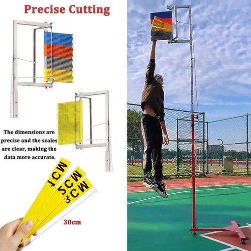Adjustable Vertical Jump Tester with Telescopic Reset Rod - Vertical Leap Measurement Tool for Basketball & Volleyball