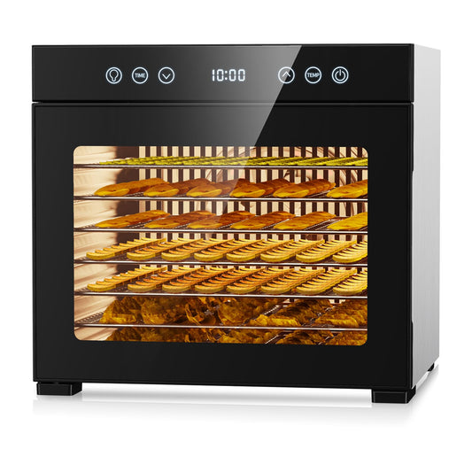 Food Dehydrator 8 Trays, Adjustable Timer & Temperature Control Stainless Steel 650W Dehydrator for Jerky, Fruit, Herbs, Dog Treats