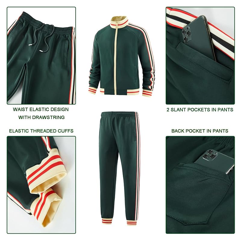 Dioxoib Men’s Track Suit 2-Piece Set – Ai-tz002+Large, Full-Zip Jacket & Jogger Pants