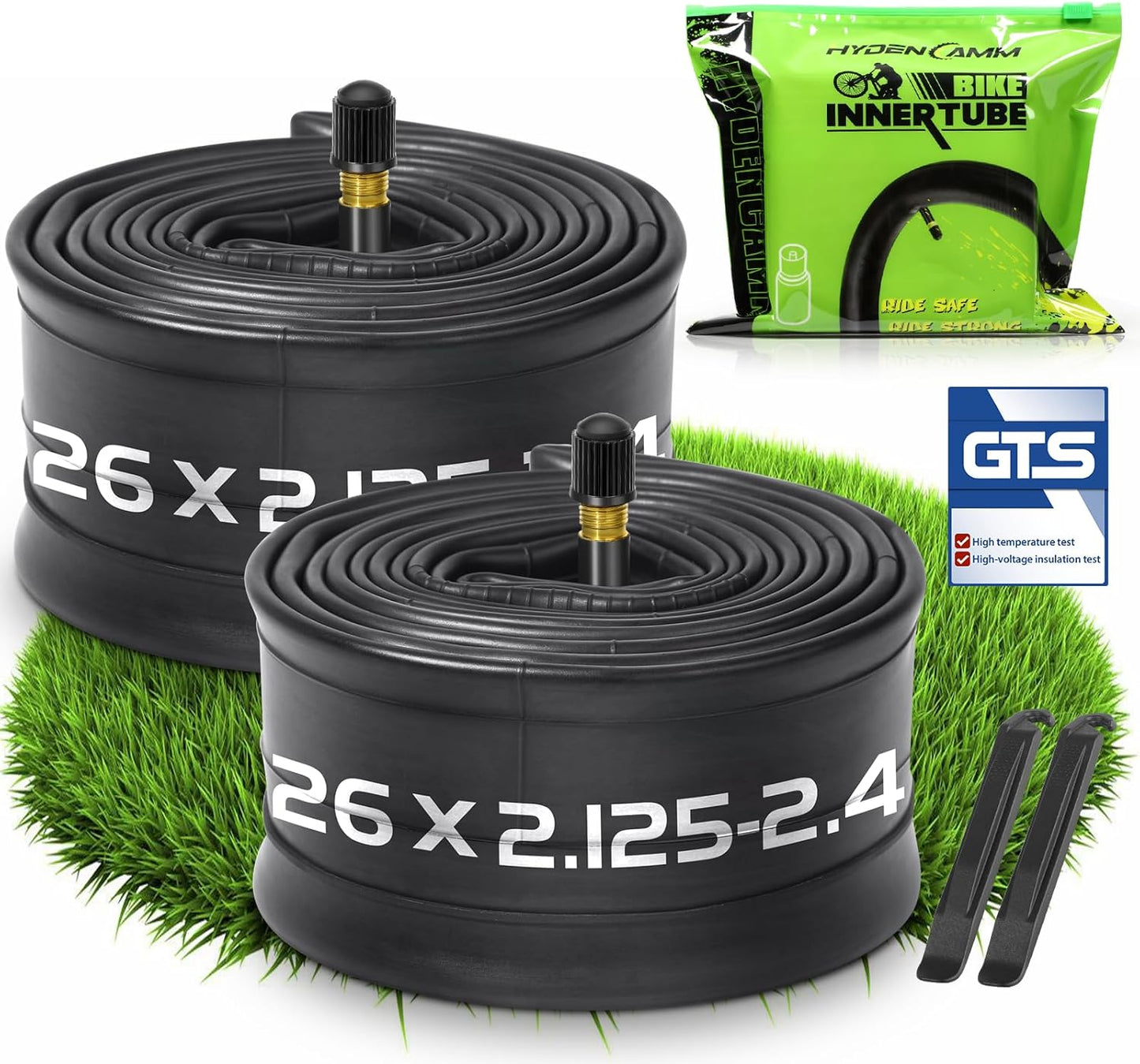 2/4 Pack 20/26x2.125/2.40 Bike Tube, 20/26x2.125 Bike Inner Tube with 35mm AV Schrader Valve, Butyl 20/26x2.40 Tube with 2 Tire Levers, 20/26x2.125/2.20/2.25/2.30/2.35/2.40 for MTB/City Bike